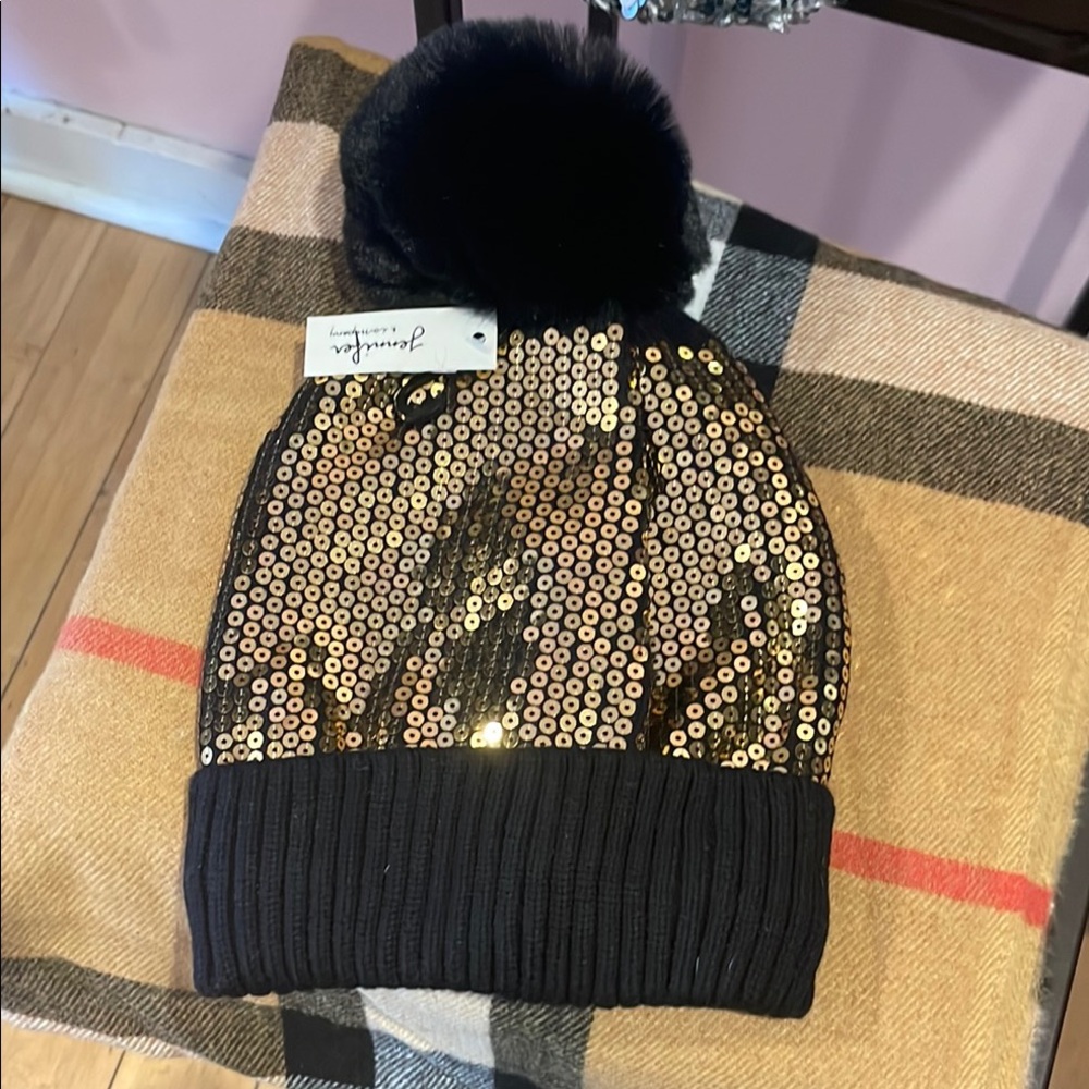 Sequin Pom-Pom Beanie